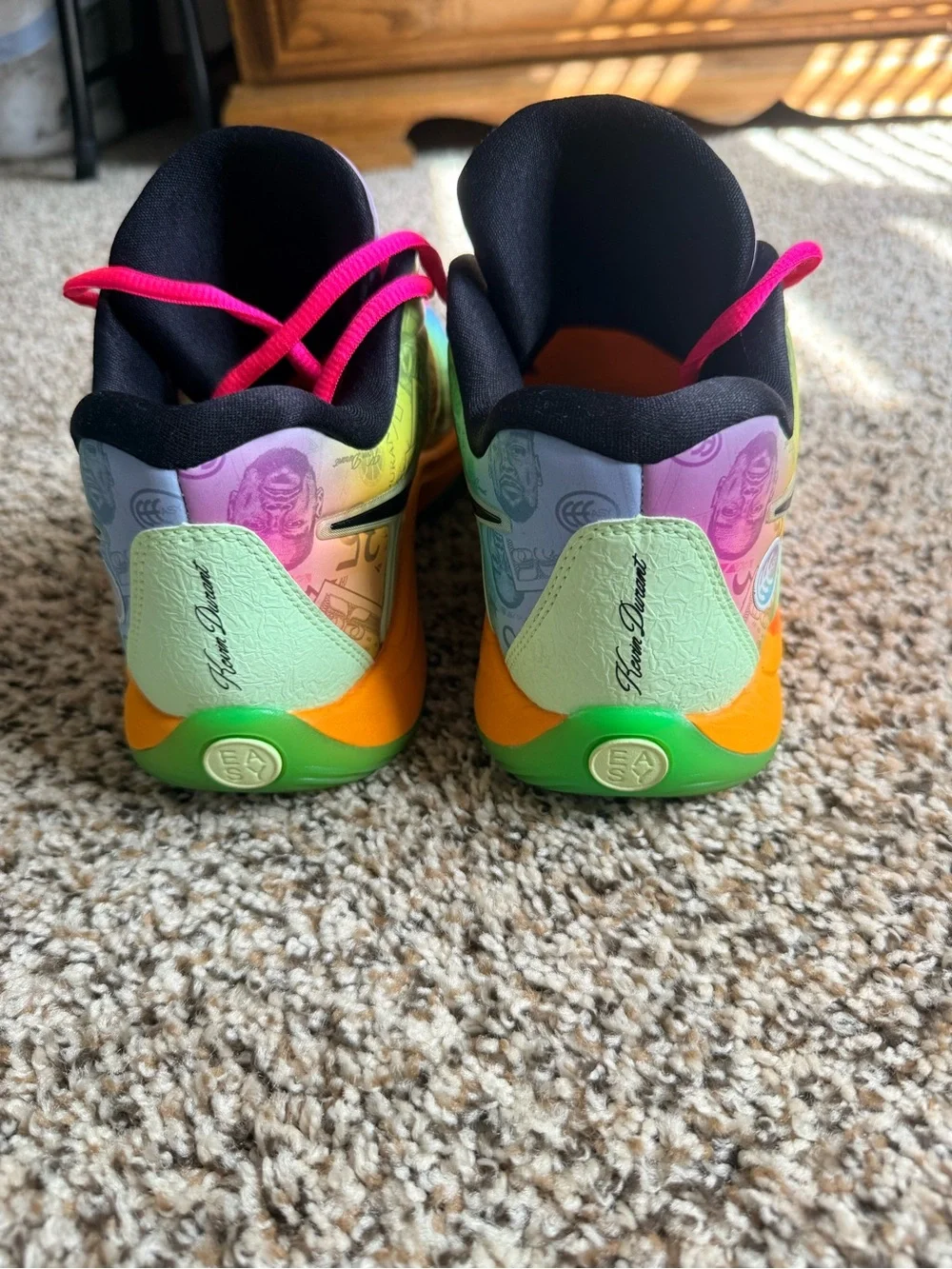 Nike KD 17 Easy Money Colorway - Basketball Sneakers - Pink, Green, Orange, Blue